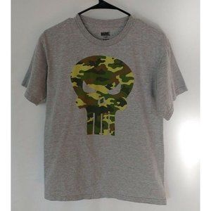 The Punisher Official Marvel Camo Logo Cotton T-Shirt Gray Men's Size Medium
